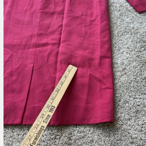 Vintage Talbots | Medium | 80s Hot Pink 100% Silk Tunic Midi Dress | Long Sleeve - Picture 2 of 9